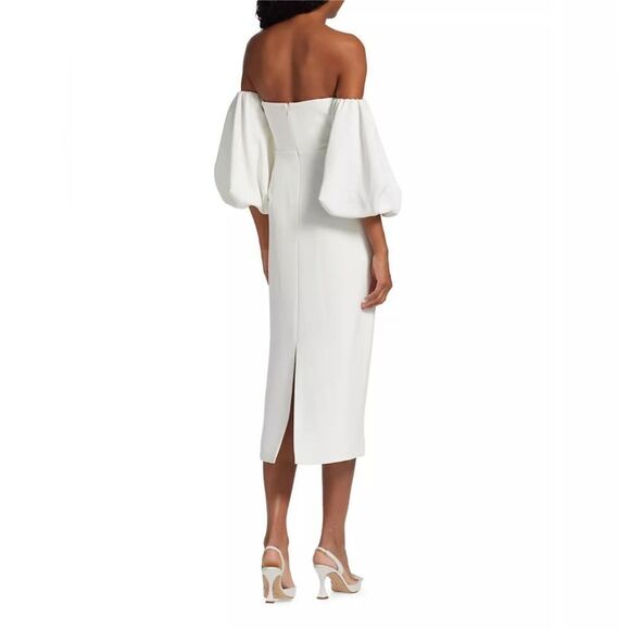 Self-Portrait Bow-Embellished Off-The-Shoulder Dress size 6 - Picture 3 of 12